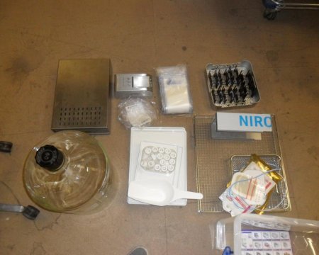 crate dressing 1 large flagon misc trays s/s soap dispenser electrodes +pads 